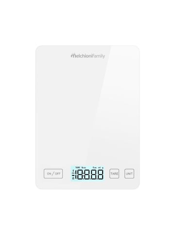 Melchioni Family Smarty Präzise Küchenwaage mit Foodiet App, bis zu 5 kg in weiß