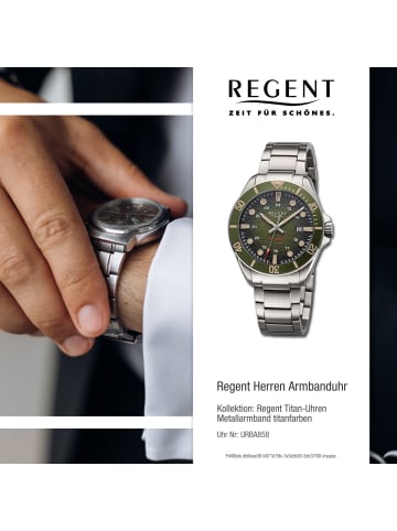Regent Armbanduhr-Analog titanfarben, silber groß (ca. 40mm) Regent Titan-Uhren