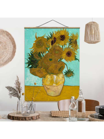 WALLART Stoffbild - V. van Gogh - Vase mit Sonnenblumen in Gelb