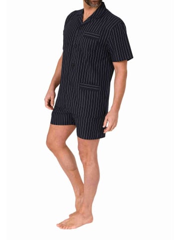 NORMANN kurzarm Schlafanzug Shorty Pyjama gewebt zum Knöpfen - 80181 in anthrazit