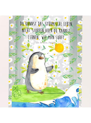 Mr. & Mrs. Panda Windlicht Pinguin Surfer mit Spruch in Transparent