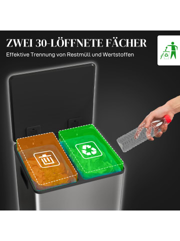 HOMCOM Mülleimer-41,8L x 36,7B x 58Hcm-Silber