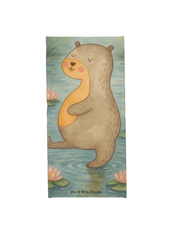 Mr. & Mrs. Panda Saunahandtuch Otter Bauch Design ohne Spruch in Weiß