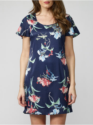 KOROSHI FLACHES KURZARMKLEID AUS POLYESTER in blau