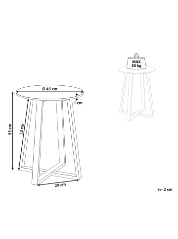 Beliani Beistelltisch IVINS in Schwarz/Weiß/Beige - (W) 45 x (H) 55 x (L) 45 cm