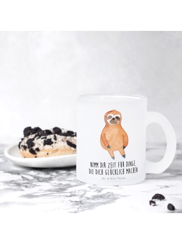 Mr. & Mrs. Panda Tasse Faultier Zufrieden mit Spruch in Transparent