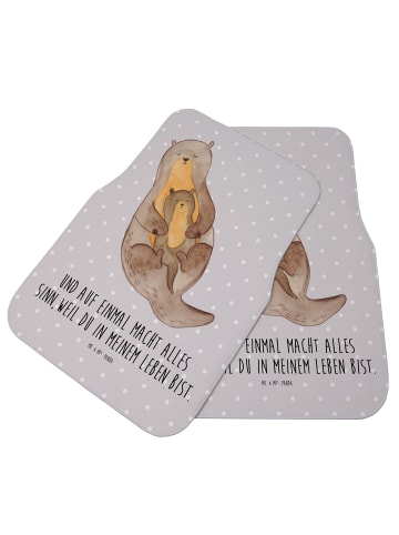 Mr. & Mrs. Panda Autoteppich Otter Kind mit Spruch in Grau Pastell