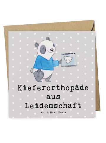 Mr. & Mrs. Panda Grußkarte Kieferorthopäde Leidenschaft mit Spruch in Grau Pastell