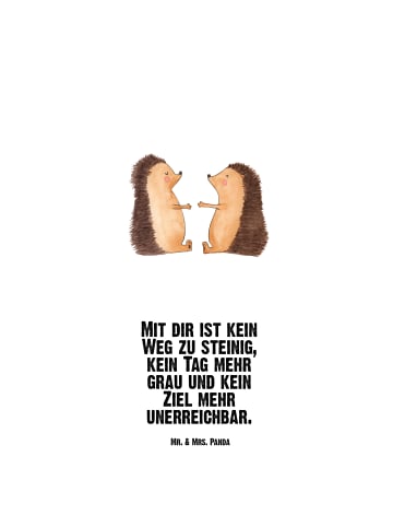 Mr. & Mrs. Panda Getränkeflasche Igel Liebe mit Spruch in Weiß