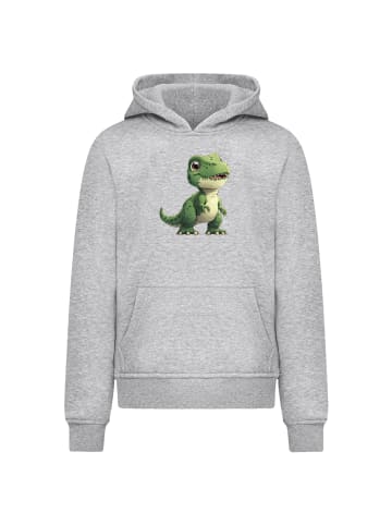 F4NT4STIC Hoodie Süßer grüner Dino in grau meliert