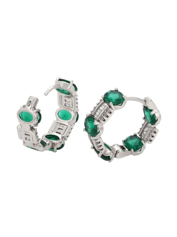 faina Women Huggie Earrings in Silver Green