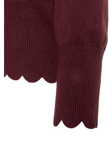 More & More dekorativer Feinstrickpullover, Wellenkante in pomegranate red