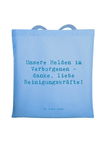 Mr. & Mrs. Panda Tragetasche Spruch Reinigungskraft Helden mit S... in Sky Blue