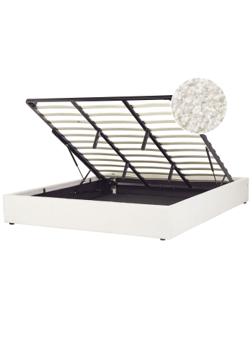 Beliani Doppelbett DINAN in Weiß - (W) 187 x (H) 31 x (L) 214 cm