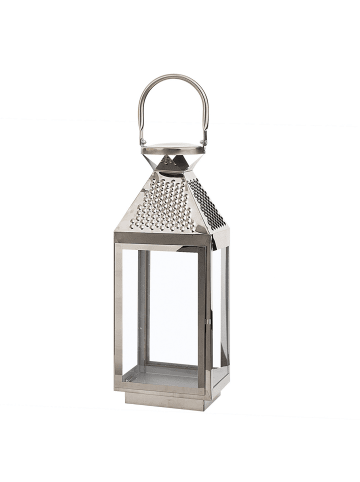 Beliani Laterne BALI in Silber - (W) 15 x (H) 40 x (L) 15 cm