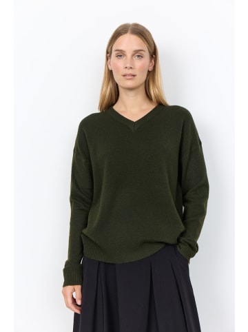 soyaconcept Pullover mit V-Ausschnitt und bequemer Passform in Forest Night Melange