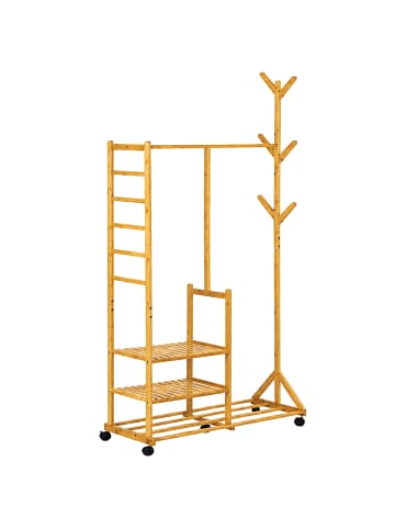 relaxdays Kleiderständer in Natur - (B)100 x (H)176 x (T)38 cm
