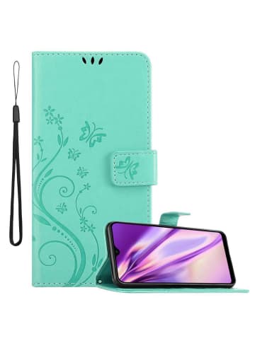 cadorabo Hülle für Samsung Galaxy A40 Blumen Design in FLORAL TÜRKIS