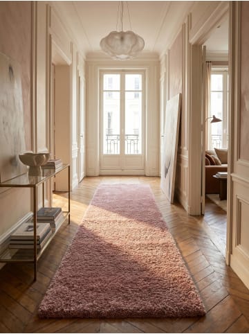 KADIMA DESIGN Teppich Hochflor Shaggy Waschbar Einfarbig SALZACH Strapazierfähig in Rosa