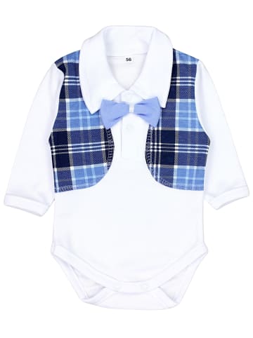 TupTam Baby Body Strampelhose Mütze Bekleidungsset in blau/weiß