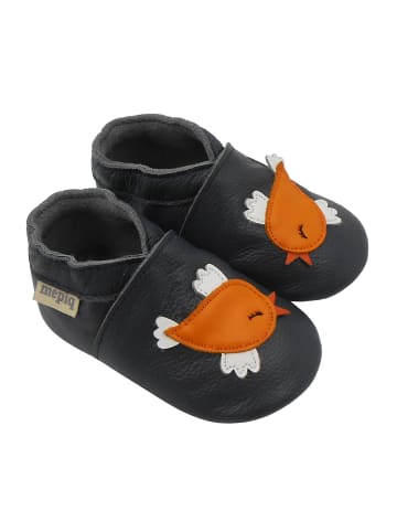 Mepiq Baby Leder-Krabbelschuhe "Birdie" in Schwarz