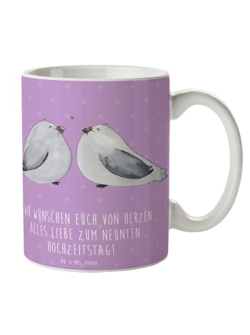 Mr. & Mrs. Panda Kaffeebecher 9. Hochzeitstag Keramikhochzeit mi... in Lavendeltraum