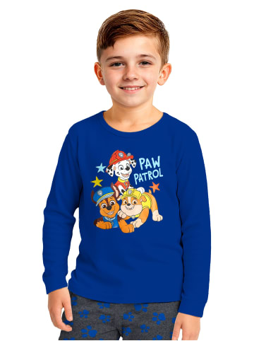 Paw Patrol Paw Patrol Schlafanzug PAWS Pyjama Set Langarm Oberteil mit Hose in blau/grau
