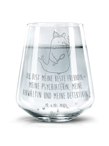 Mr. & Mrs. Panda Trinkglas Robbe Sherlock mit Spruch in Transparent