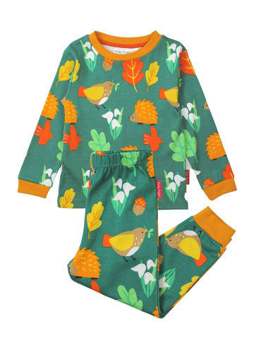Toby Tiger Schlafanzug mit Herbst Print in grün