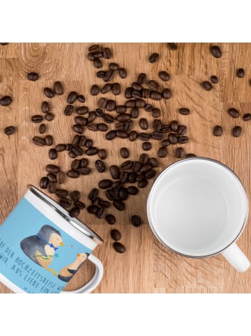 Mr. & Mrs. Panda Camping Emaille Tasse Hochzeitsreise Ewige Lieb... in Sky Blue
