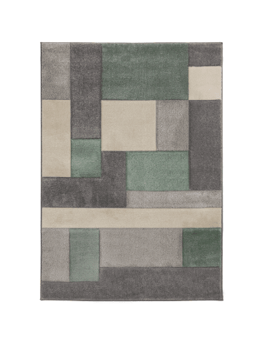 KADIMA DESIGN Geometrischer Teppich in aktuellen Trendfarben in Grün-Grau