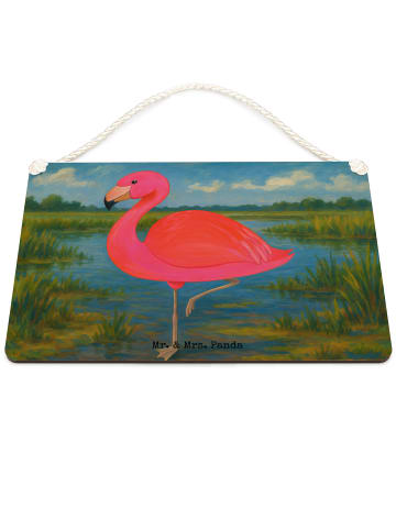 Mr. & Mrs. Panda Schild Flamingo Classic Design ohne Spruch in Weiß