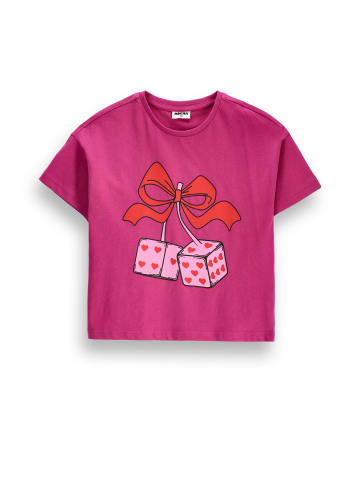 MOKIDA Baumwoll-T-Shirt mit kurzen Ärmeln in fuchsie