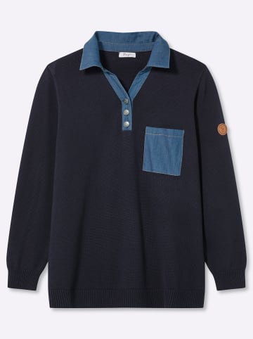 sheego Langarm-Pullover in tiefblau
