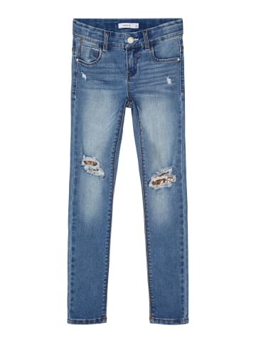 name it Mädchen Jeans mit Pailletten Cut Outs in Blau