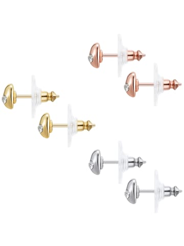 Lulu & Jane Ohrstecker Herz Metall-Legierung Glas in silber/gelbgold/roségold