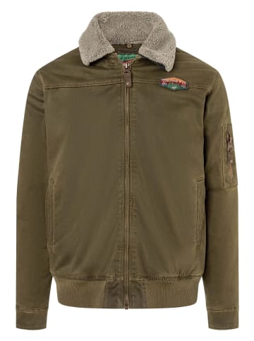 Timezone Klassische Jacke mit flauschigem Kragen und Reißverschluss in Olive
