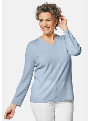 GOLDNER Kaschmirpullover Basicpullover mit V-Ausschnitt in hellblau