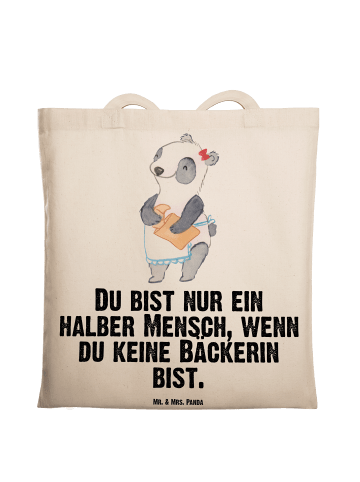 Mr. & Mrs. Panda Tragetasche Bäckerin Herz mit Spruch in Creme