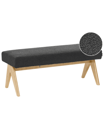 Beliani Bettbank TAMRE in Schwarz/Heller Holzfarbton - (W) 118 x (H) 48 x (L) 46 cm