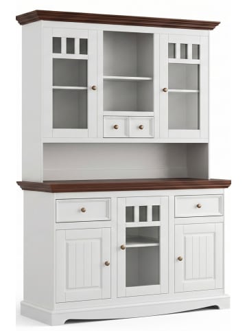 Feldmann-Wohnen Buffetschrank Belluno Elegante weiß lackiert / gebeizt Nussbaum 130 / 45 / 190cm