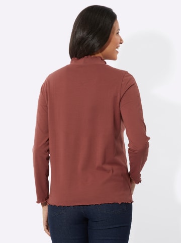 Sieh an! Stehkragenshirt in rotbraun