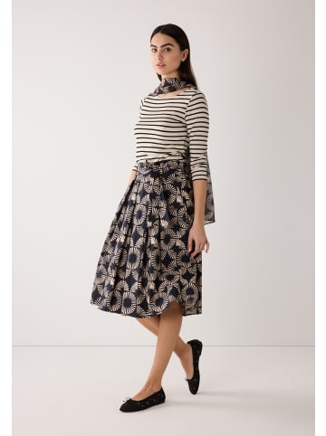 More & More stretchiges 3/4 Arm, Streifenshirt in creme/black