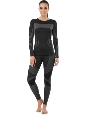 normani 2x Damen Thermooberteil Langarm Shirt Skiunterwäsche in Schwarz/Grau
