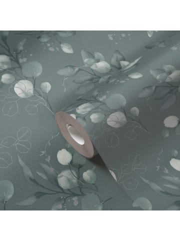 A.S. Création Tapete Pastel Whisper in Dunkelgrün-Grau