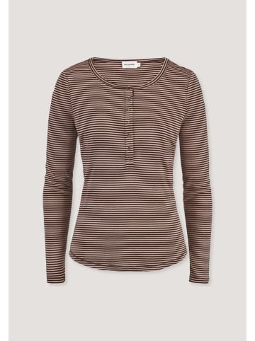 Hessnatur Hessnatur Softrib Streifen Henley Fitted aus Bio-Baumwolle und Modal in rosé