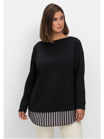 sheego Langarmshirt in schwarz