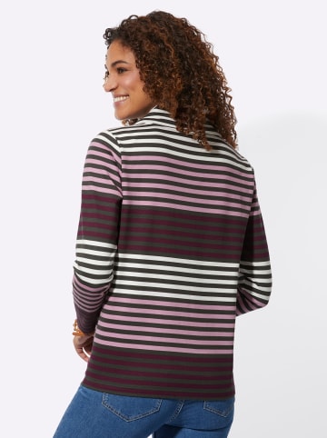 WITT WEIDEN Rollkragenshirt in burgund-mauve-geringelt