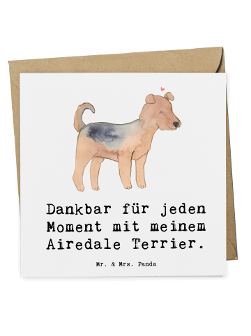 Mr. & Mrs. Panda Deluxe Karte Airedale Terrier Moment mit Spruch in Weiß