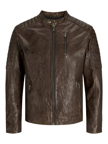 Jack & Jones Lederjacke in Brown Stone